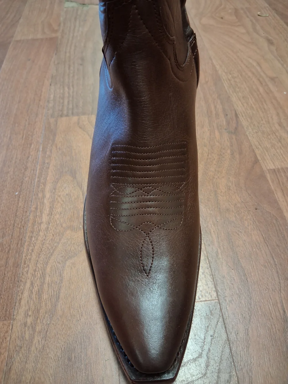 Tecovas The Daisy Brown Leather Western Ankle Boot with Zip Pull